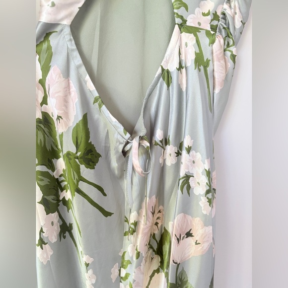 NEW Reformation Anaiis Long Silk Dress Tarragon Green Floral | US 6 UK 10 - Picture 11 of 16